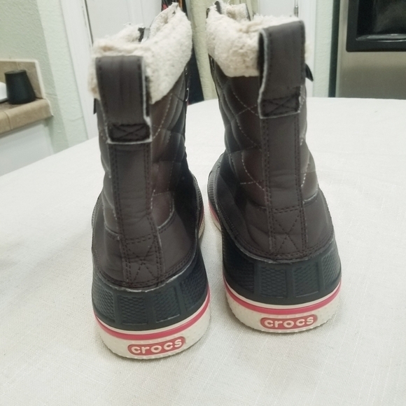 Crocs Allcast Women's Winter Duck Boots Sz 7 Brown Insulated Waterproof Lace Up - Picture 8 of 12